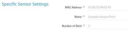 Specific Sensor Settings Specific Sensor Settings